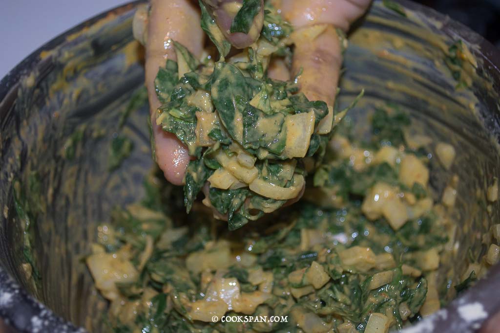 Making the batter with Veggies