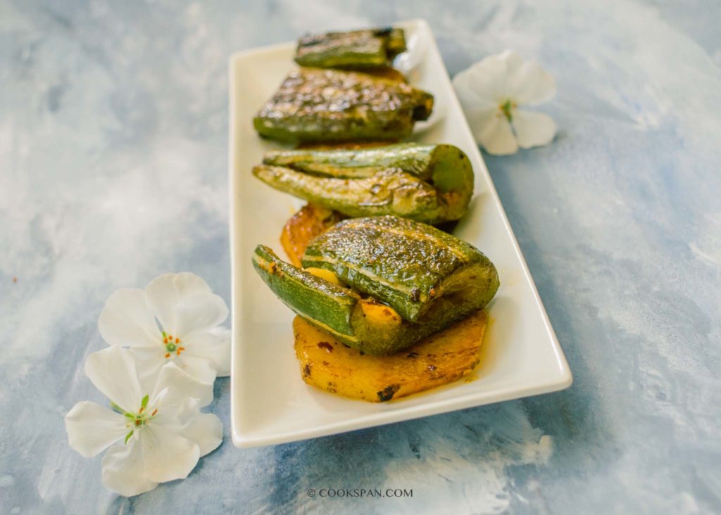 Gotta Chachindra Bhaja or Stuffed Snake Gourd Fry