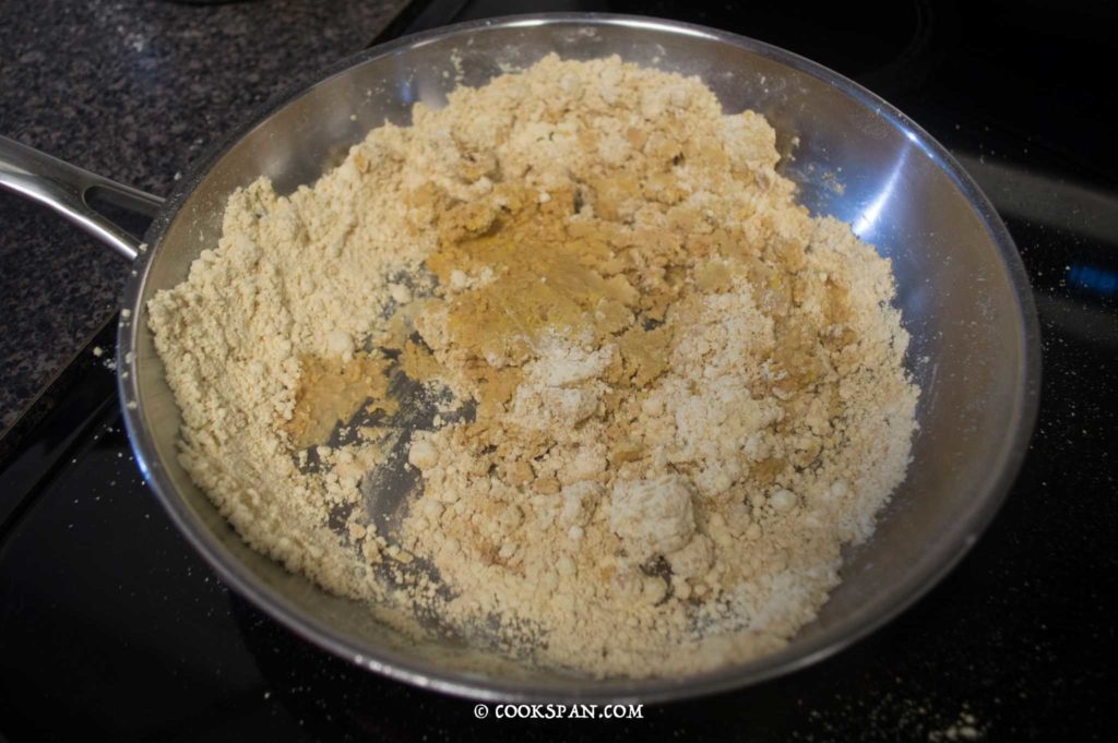 Stir throughly for mixing it with the flour