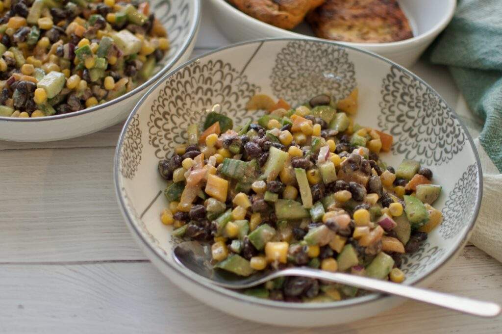 Black Bean Salad with Peppers and Cashew Cream Dressing