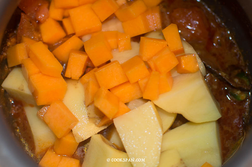 Pumpkin and Potatoes are added