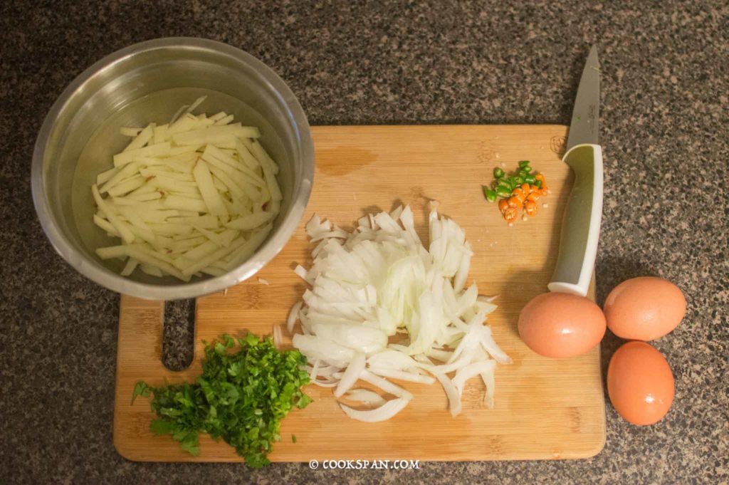 Cut potatoes and onions