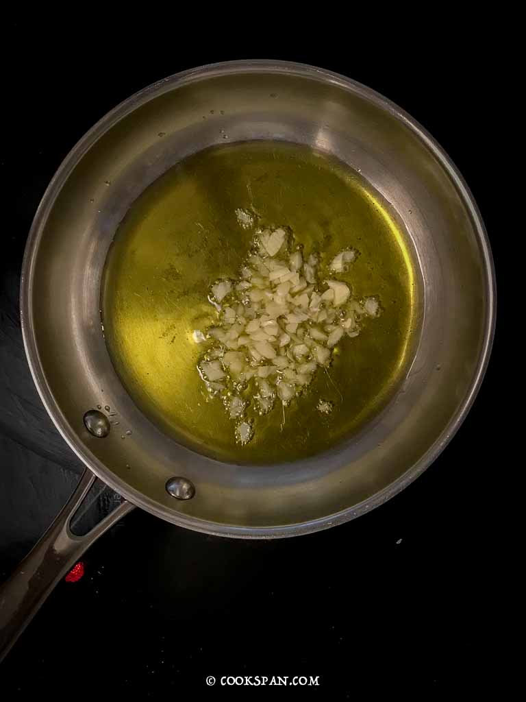 Garlic added in the hot Olive Oil