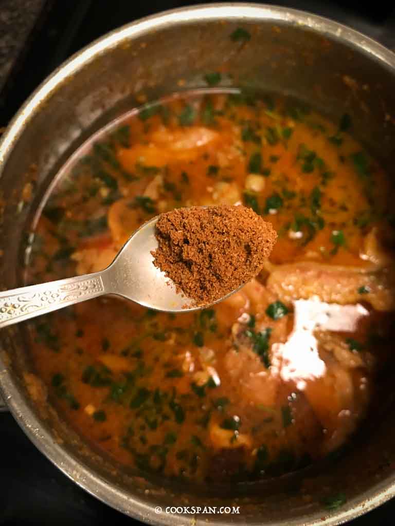 Adding the Garam Masala to the final gravy