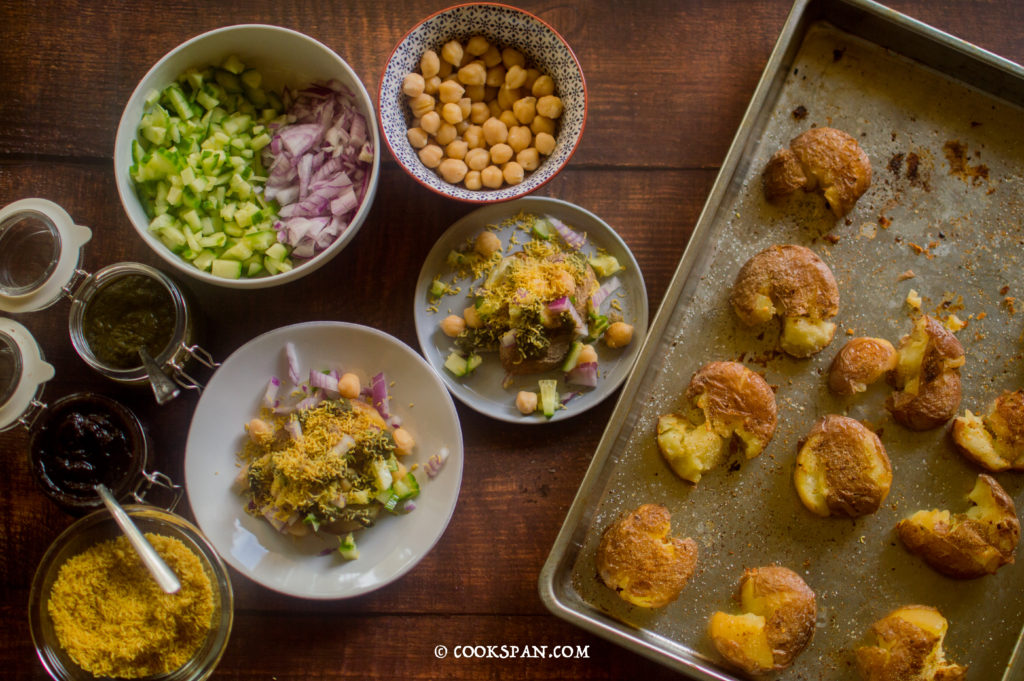 Crispy Smashed Potatoes Served in a Chaat
